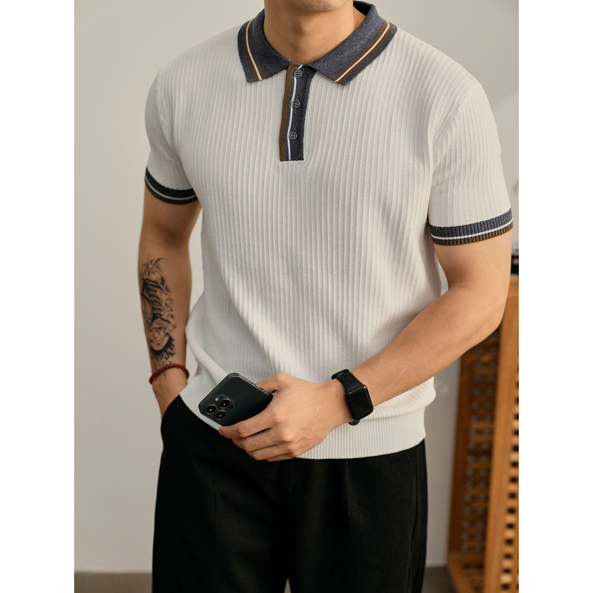 Camisas de polo de manga corta con solapa, camisetas de punto de hombre con solapa, camisetas comerciales de hielo, comercio exterior transfronterizo al por mayor