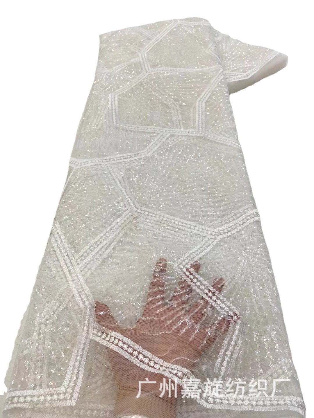 Encaje bordado malla lentejuelas tela hecha a mano perlas vestido de novia moda Africana laceJX2956