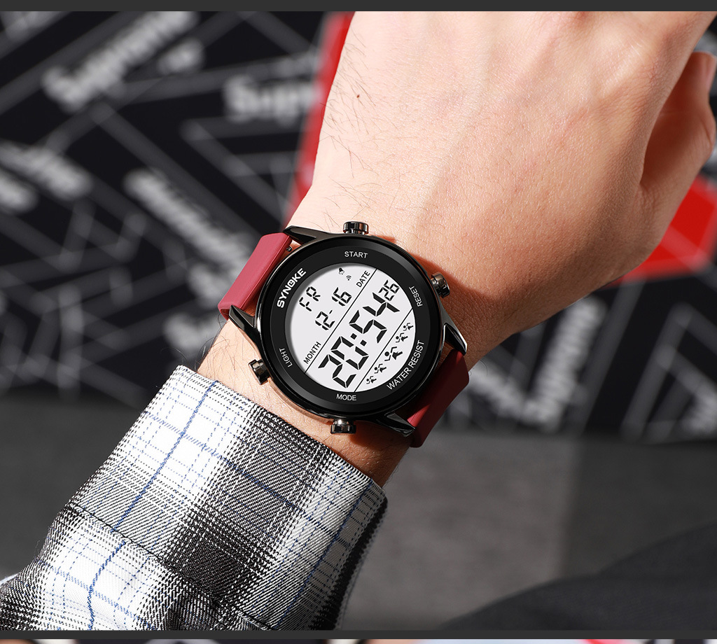 SYNOKE Men's Sports Silicone Electronic Watch Waterproof Luminous Large Screen Outdoor Mountaineering Watch Running Student Fashion_voghion.com