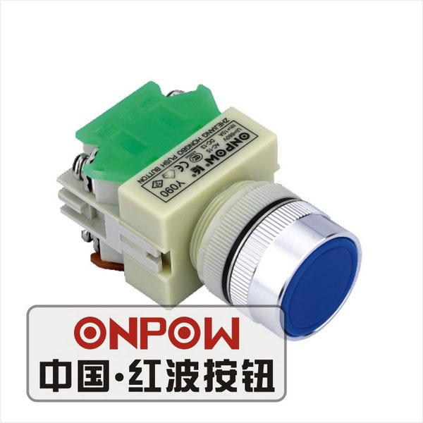 ONPOW中国红波按钮开关欧宝龙 Y090系列自复塑料按钮螺丝压线开关