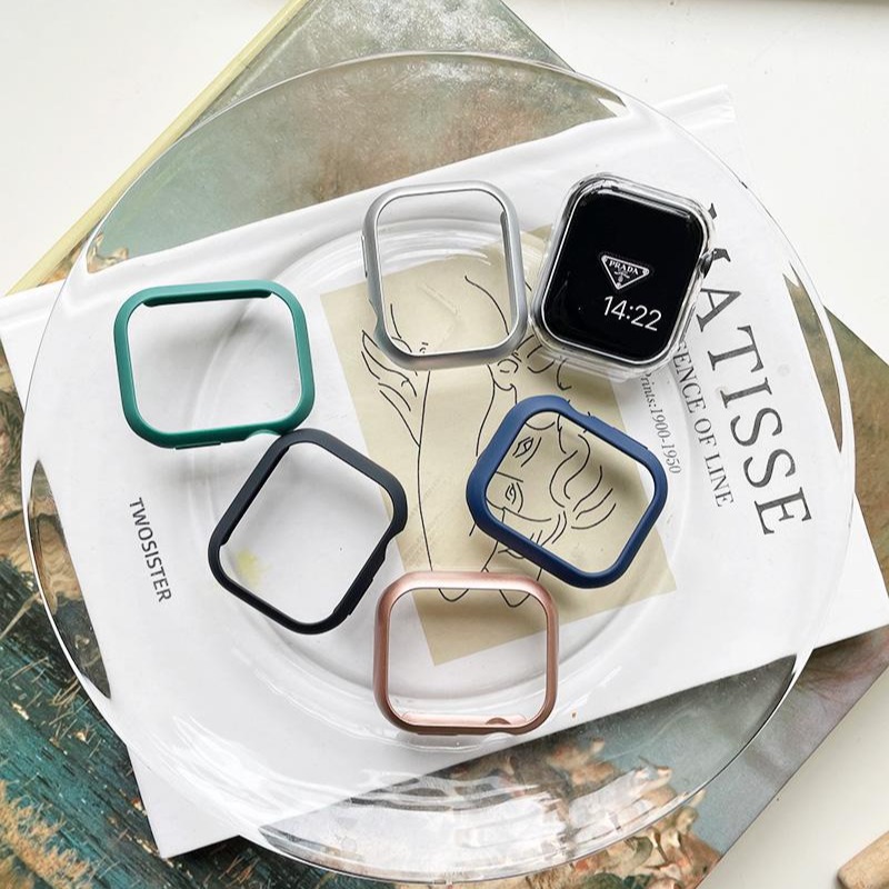 适合iWatch8苹果7手表保护壳磨砂塑料半包硬壳s9s852防摔保护套11