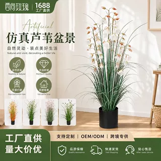 北欧仿真芦苇干花盆栽蒲苇草假花绿植家居装饰摆件狗尾巴草仿真花