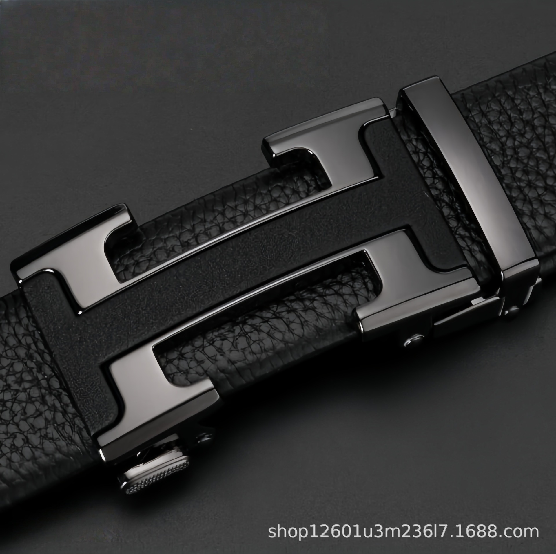 Top-grain Leather Men's Belt with H Buckle Genuine Cowhide Automatic Buckle Youth Simple Fashion Waistband
