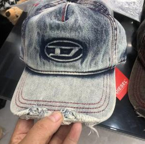 Diesel Oval D Logo Cap Distressed Blue Denim