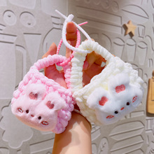 可爱兔子手工编织耳机包毛线耳机保护套迷你零钱包毛绒钥匙扣挂件