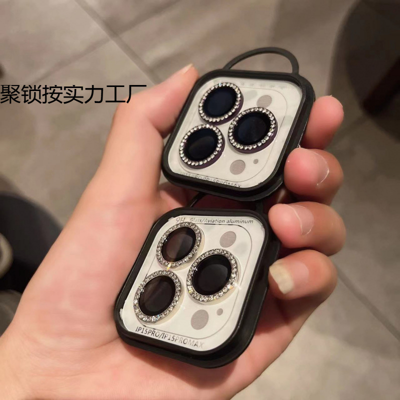 Apple/レンズフィルム ダイヤモンドバックカメラ 超透明フラッシュダイヤモンド 落下防止|undefined