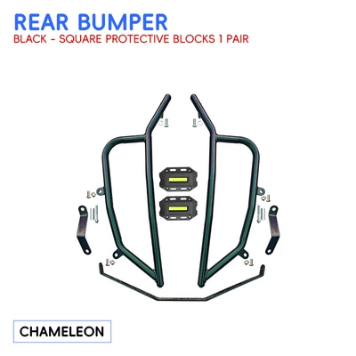 rear rack, silver protective bars, Motorcycle bumper - chameleonenhanced-rear-bumper-black-protective-block