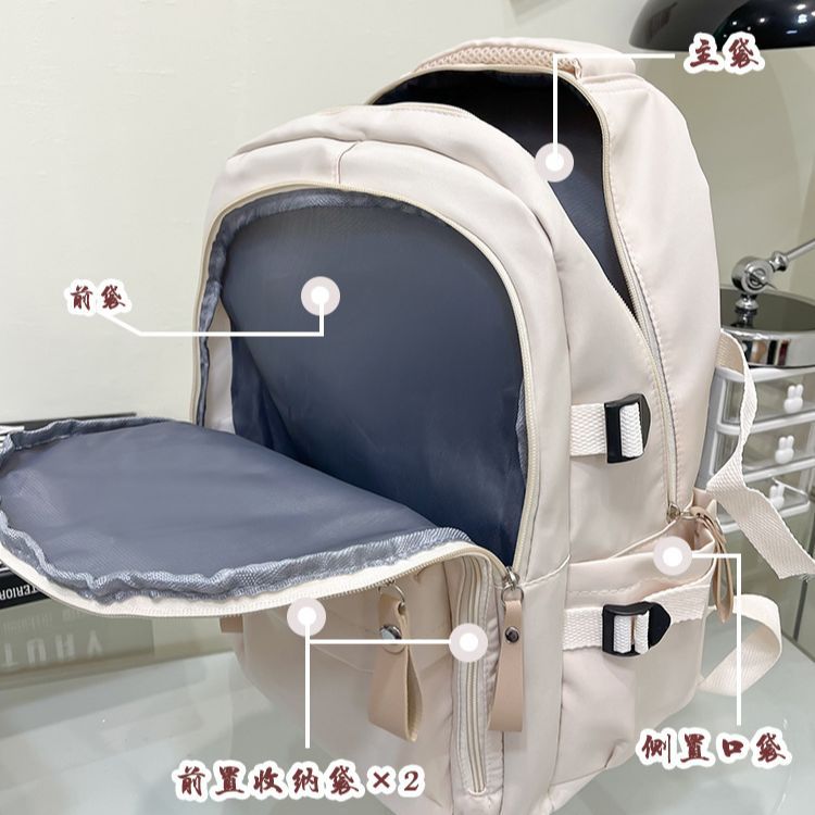 Mochila escolar para estudiantes de secundaria, mochila sencilla y ligera de estilo coreano de gran capacidad, mochila informal de color puro para niña