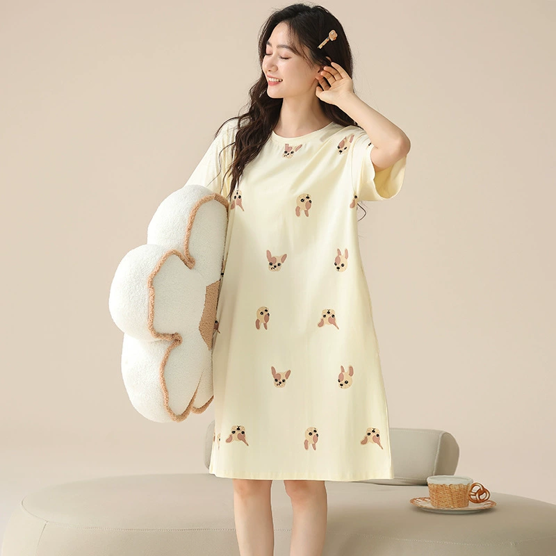 Antibacterial summer cute pijama, skirt, with short sleeve, round collar, Korean style