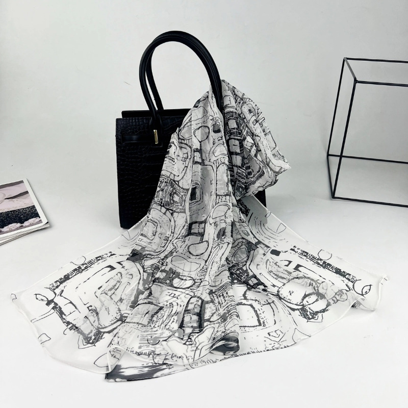 New fashion long scarf 50*160 Georgette scarf silk-like chiffon long…