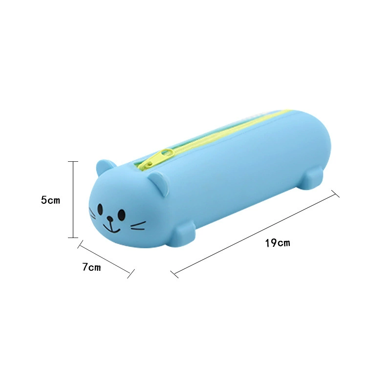 Cartoon silicone handheld cute capacious pencil case, universal storage bag for students, new collection, fall protection