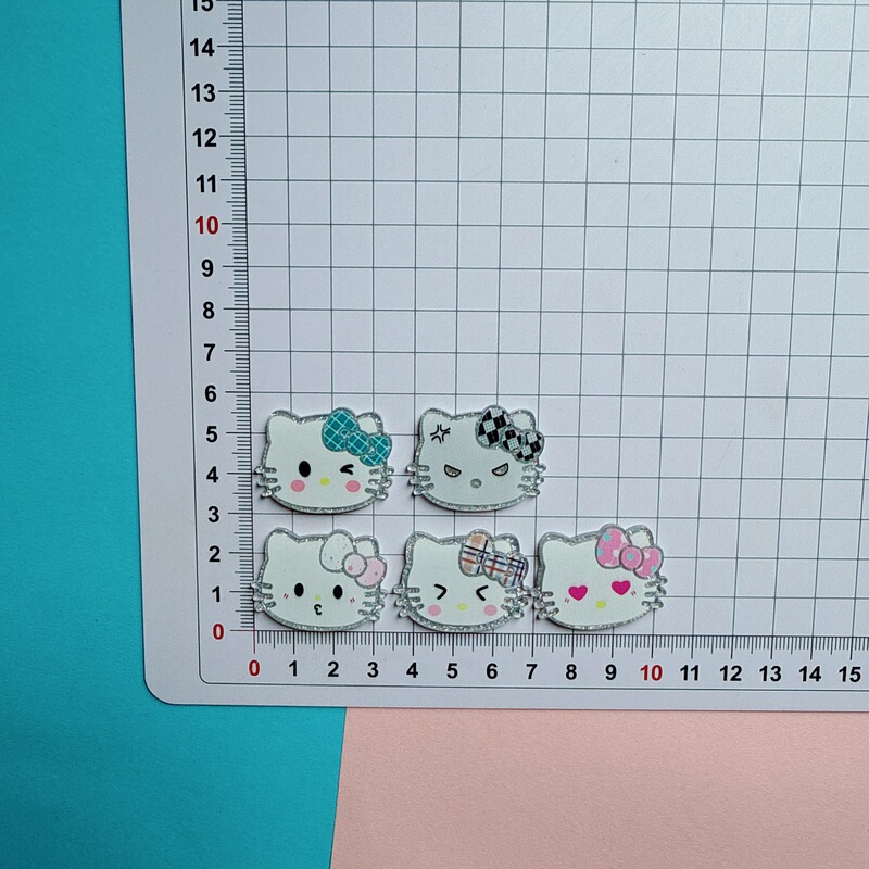 表情包亚克力细闪kitty猫diy饰品配件发夹鞋花手机壳贴片材料批发|undefined
