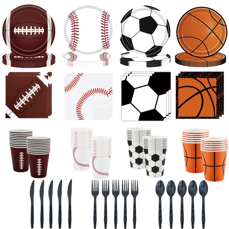 Cross-Border Sports Theme Party Tableware Set Basketball Football Rugby Baseball Disposable Paper Plates Paper Cups Paper Towels Cross-Border Sports Theme Party Tableware Set Basketball Football Rugby Baseball Disposable Paper Plates Paper Cups Paper Towels