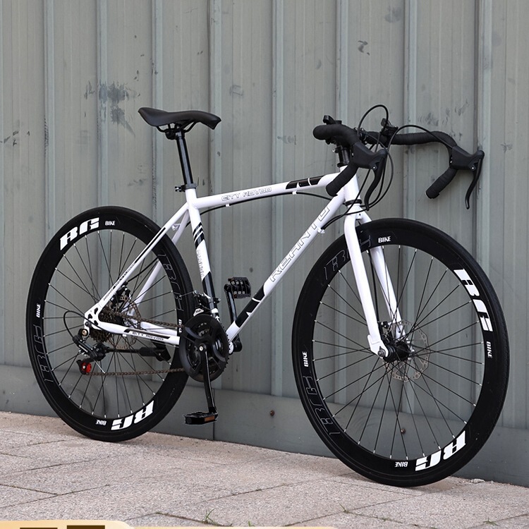 Road Bike Racing, Variable Speed, Freewheel, Curved Handlebars, Ultra-Fast Racing, Solid Tires, Fixed Gear, Adult Men's and Women's Bicycle