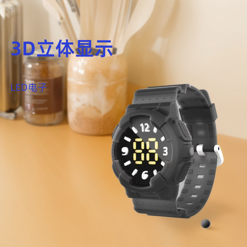 Manufacturers new 3D display casual hand ring with week children students G1LED electronic watch in stock
