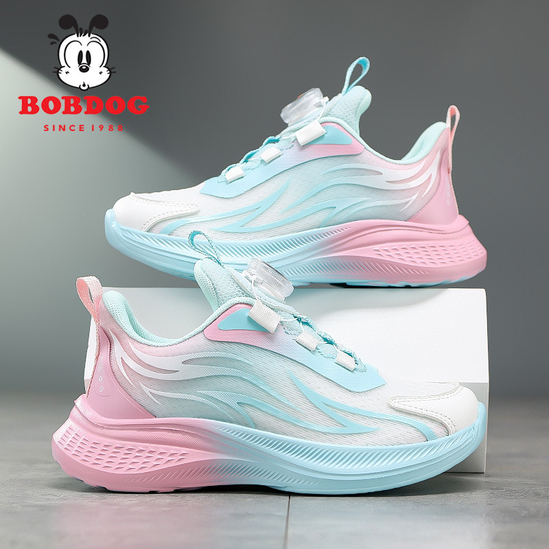 Babudou children's sports shoes for boys and girls, spring and autumn models, mesh breathable with rotary buckle, trendy running shoes for older children