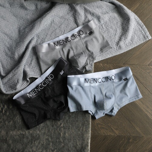 MENCCINO trendy men's underwear sexy low waist tight comfortable breathable boxer briefs youth sports square bottom