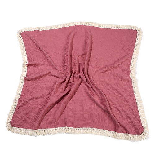 Cross-border double-layer printed cotton gauze baby wrap towel 100% cotton baby stroller windproof blanket children tassel cover blanket