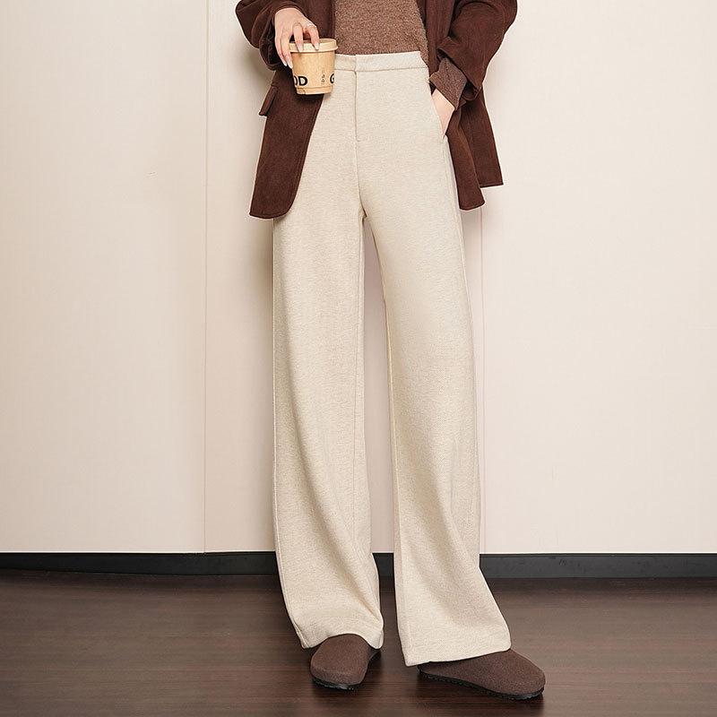 品牌羊毛阔腿裤女2025秋冬季新款高腰西装裤直筒垂感拖地裤休闲裤