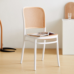 Nordic Dining Chair Household Plastic Chair Thickened Simple Restaurant Backrest Stackable Outdoor Imitation Rattan Chair