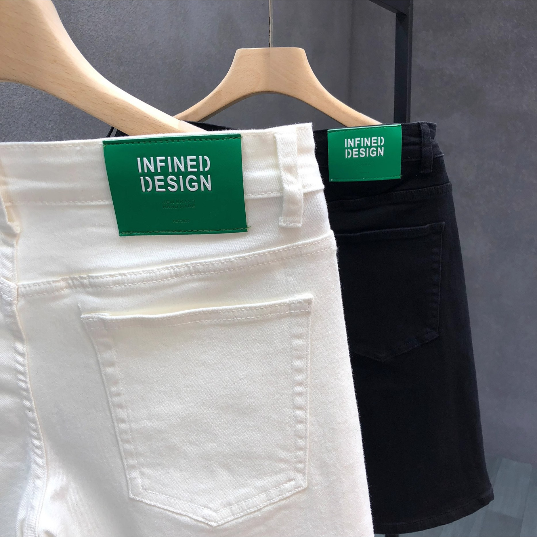 Slim-Fit-Stretch-Denim-Shorts für Herren, Sommer, dünn, trendig, Fünf-Punkt-Hose, niedrige Taille, Standarddicke, Blau_voghion.com