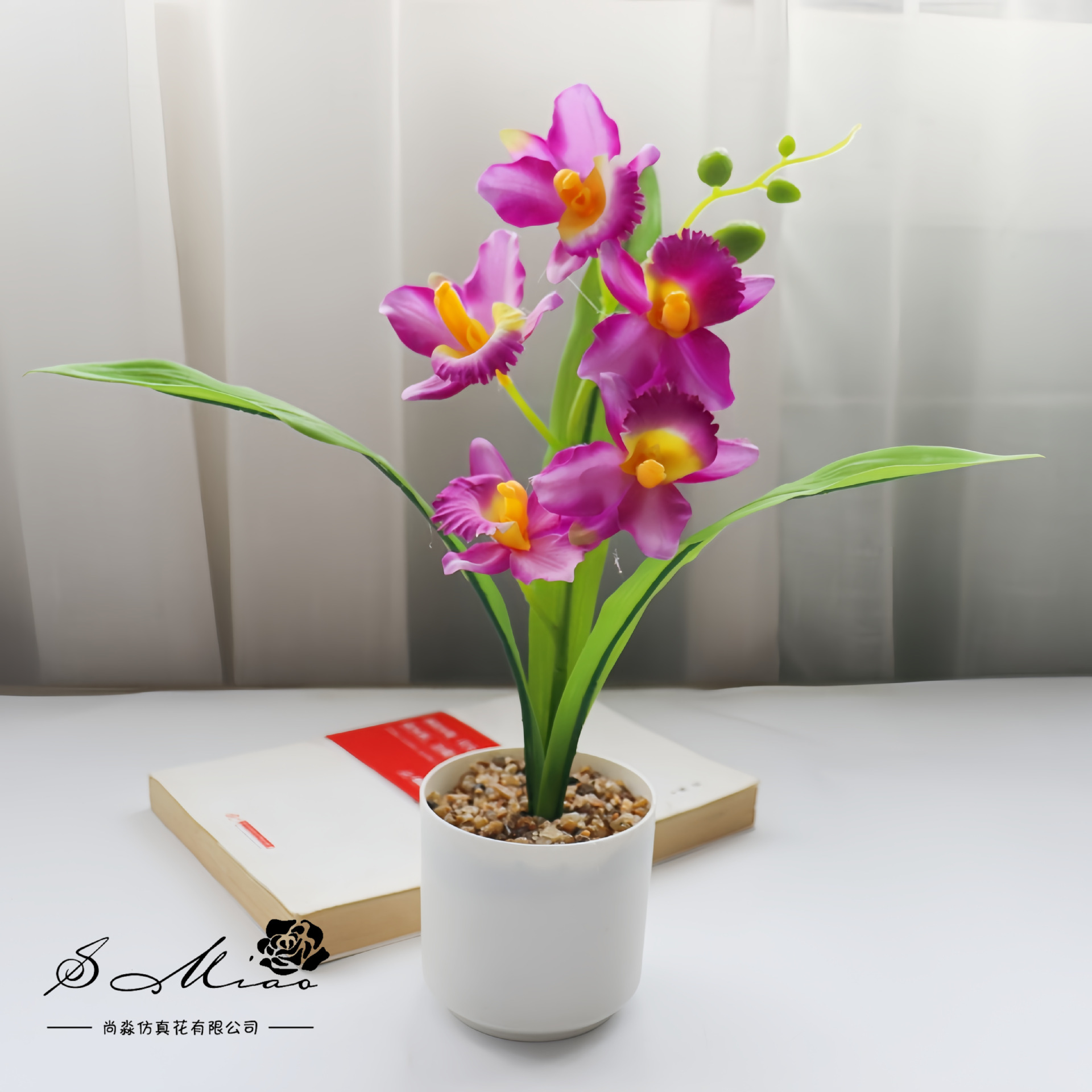 Flores falsas estilo pastoral Xiaozhen orchid bonsai flor de simulación de moda decoración creativa plantación verde artificial simulación maceta image 10