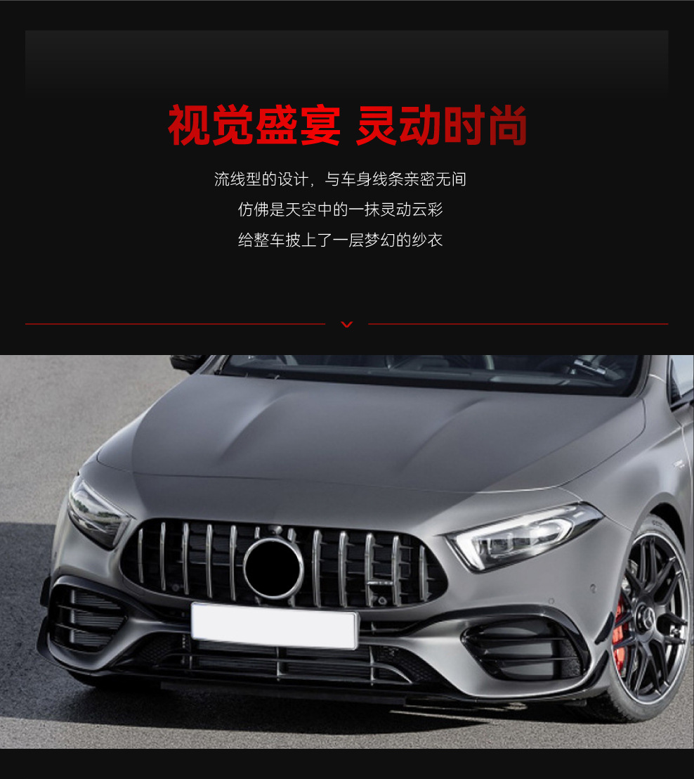 Applicable to 2018+ Mercedes-Benz A-Class W177 A180 A200 A220 Amg Gt Front Grille Cross-Border Modification Parts