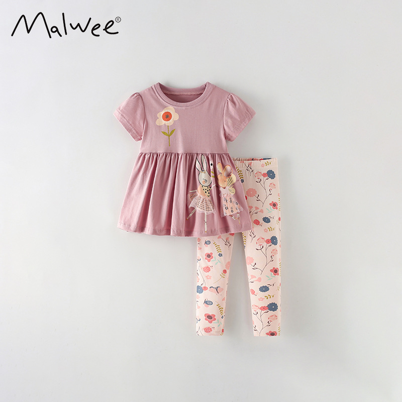 Malwee transfronterizo nueva ropa infantil de verano para niñas, vestido lindo, suave y cómodo para niños europeos y estadounidenses.