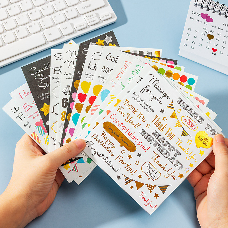 Diy colorido dorado diario pegatinas decorativas 12 amor estrellas bendición banderas coloridas pegatinas digitales