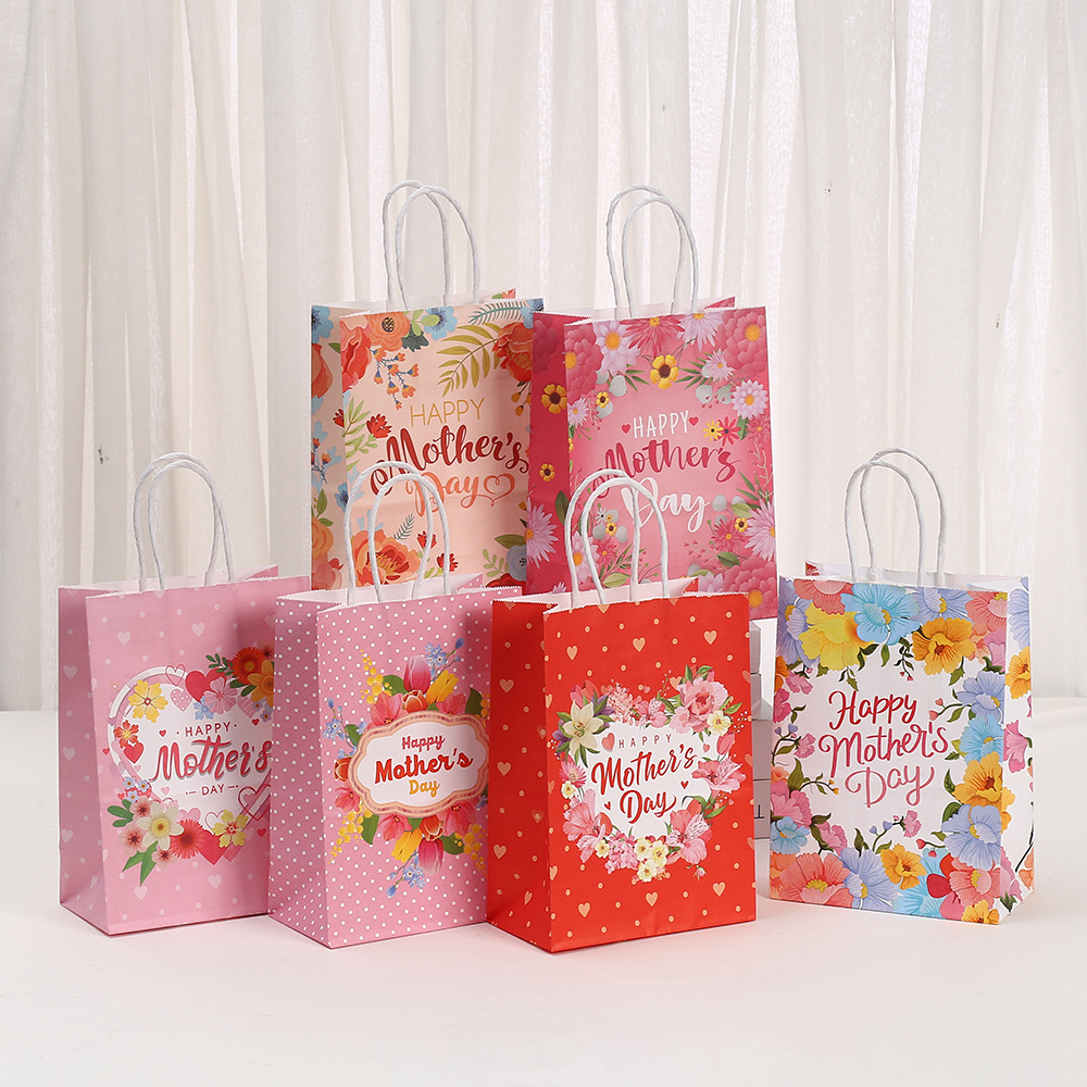 母亲节鲜花牛皮纸袋节日礼品包装袋送礼物包装袋商场购物袋子批发