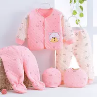 2021 новый теплый костюм из пяти предметов Одежда для новорожденных весенне-осенняя одежда для детей 0-3 месяцев брюки повседневный комплект
