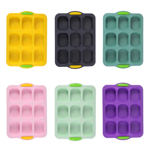 Silicone 9-grid oval baguette cake mold French DIY small bread baking pan mold non-stick baking tool