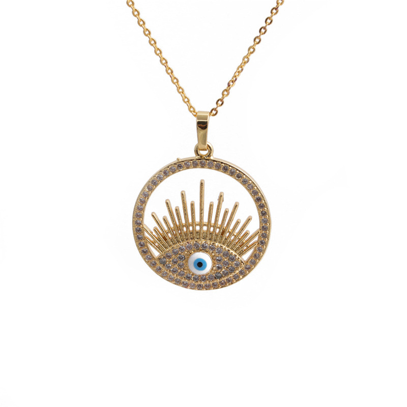 Fashion Devil's Eye Heart Pendant Copper Micro-inlaid Zircon Necklace display picture 5