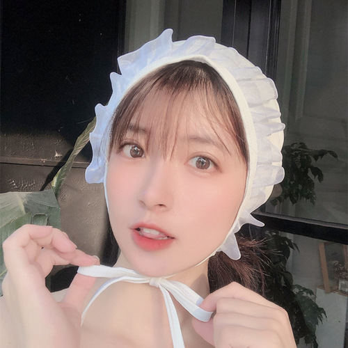 2024 new Korean lace cute ins long hair waterproof fashionable head-protecting swimming cap for women cute