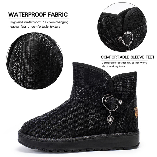  New Plus Size Cross-Border Basic Snow Boots for Women Winter Fleece Lined Thick One-Piece Cotton Boots for Women Short Boots