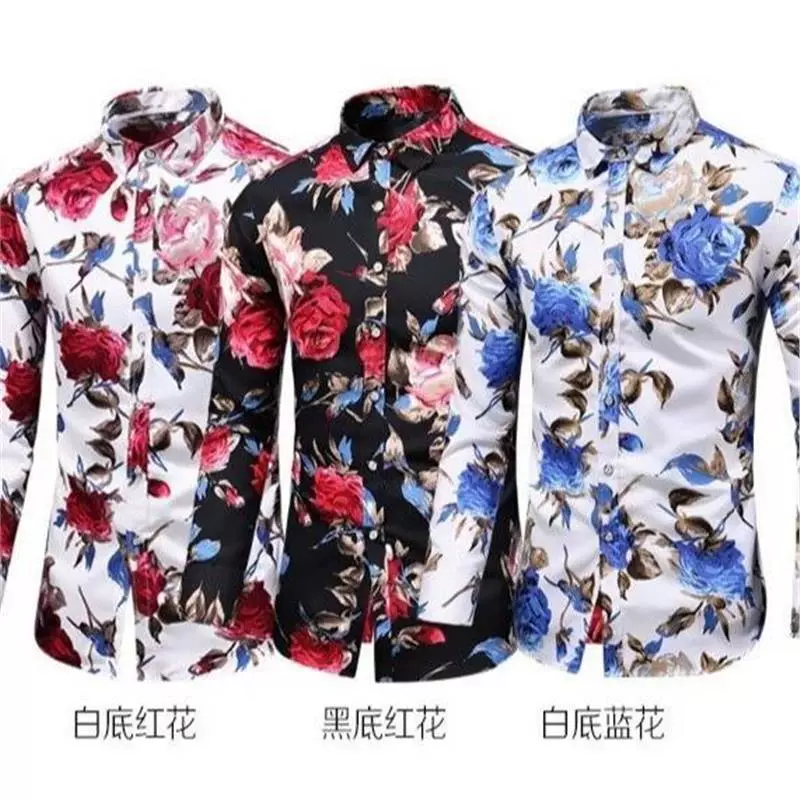AliExpress Amazon Осень Новый большой размер мужская рубашка с длинными рукавами с принтом мода повседневная мужская рубашка внешняя торговля