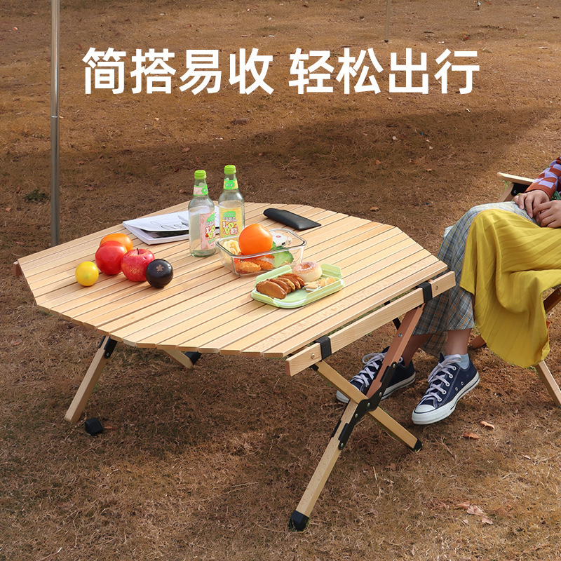 Widened Solid Wood Octagonal Egg Roll Table Beech Portable Outdoor Folding Table picnic table burning foldable table high color value