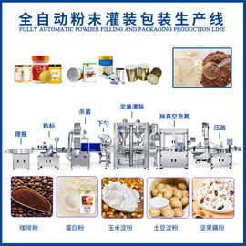 全自动蛋白粉灌装包装生产线淀粉咖啡粉罐装机械封口设备厂家跨境