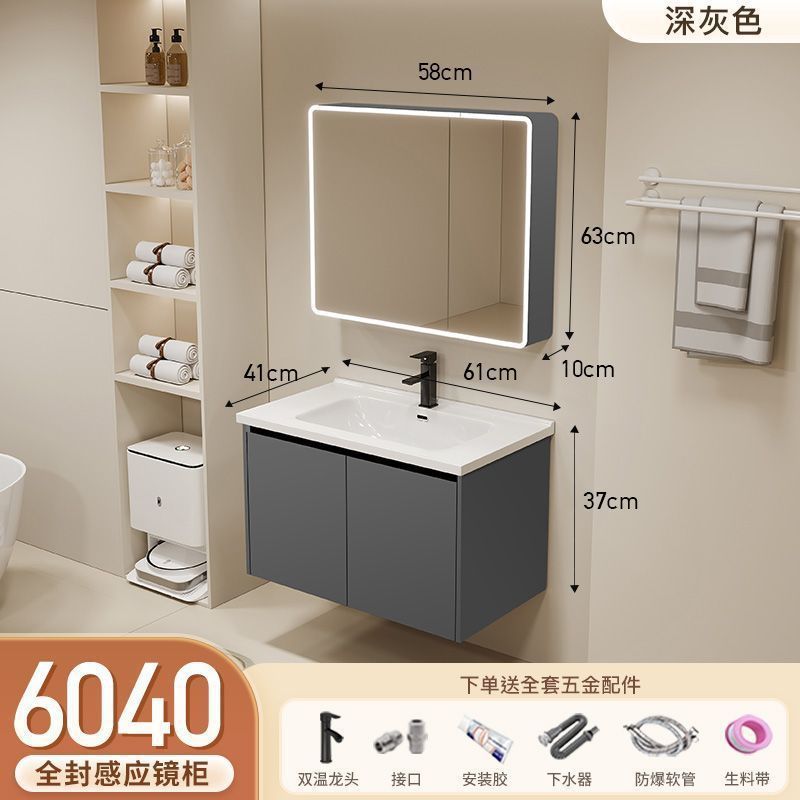 Gabinete de baño de aluminio inteligente espacial grueso combinación lavabo lavabo en cerámica lavabo fábrica de inodoro al por mayor