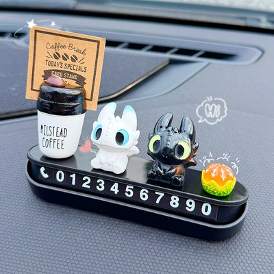 Nömrəli dayanma kartı with Magnetic Number Plate - black-and-white-toothless-boy-coffee-green-orange-magnetic-digital-parking-sign