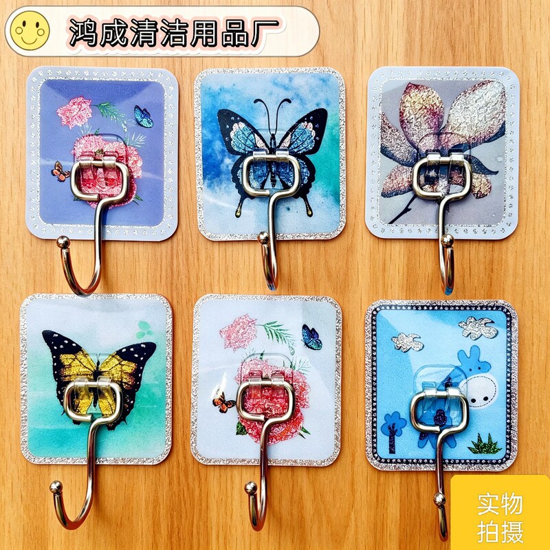 Crystal Adhesive Hook, Strong and Traceless, No Need to Drill Holes, Stainless Steel Large Hook for Bathroom, Creative Adhesive Hook Crystal Adhesive Hook, Strong and Traceless, No Need to Drill Holes, Stainless Steel Large Hook for Bathroom, Creative Adhesive Hook