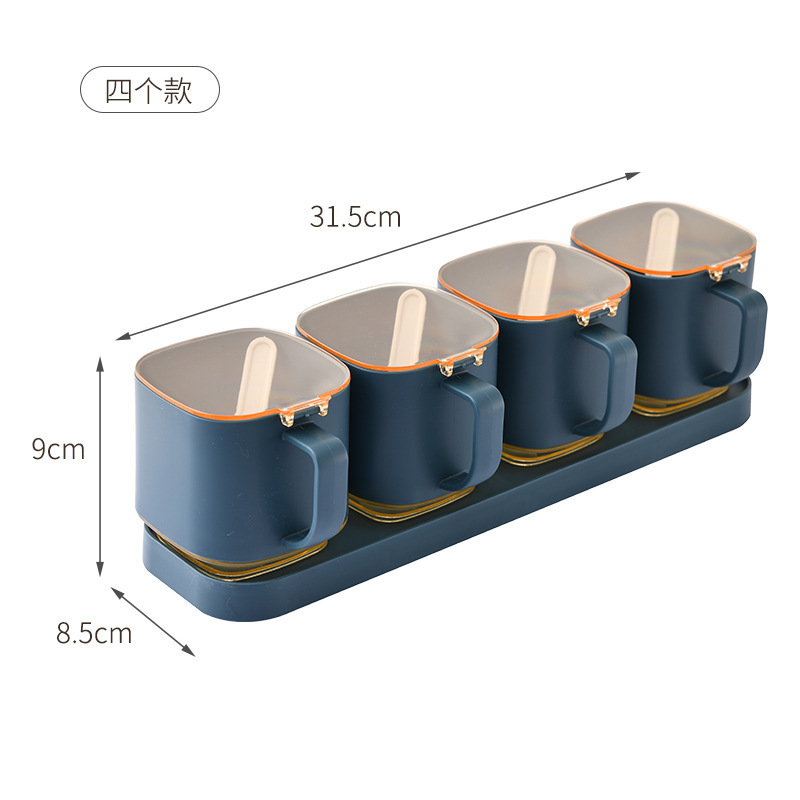 調味料調味料缶日本式キッチン調味料箱プラスチック食品級セット家庭用スプーン付き調味料缶|undefined