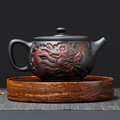 紫陶茶壶凤鸣壶旋转壶全手工雕刻汉瓦泡茶紫砂壶高端功夫茶具套装