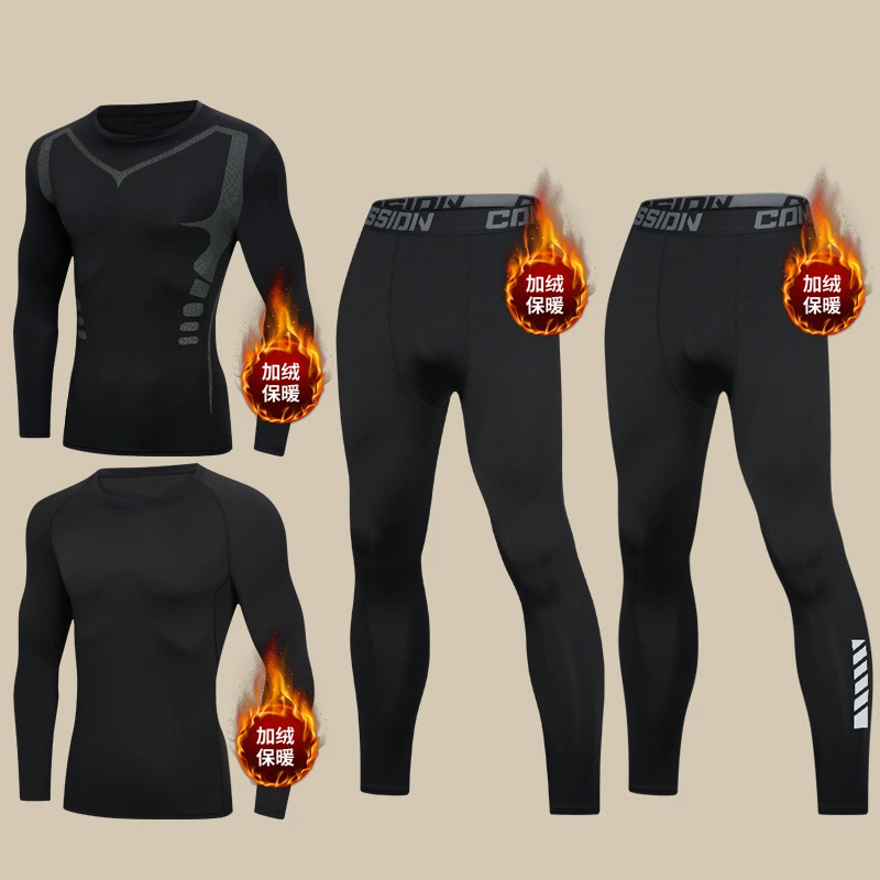 Бархатное термобелье, мужской зимний костюм на флисовой подкладке, утолщенное дно для бега, холодостойкая Спортивная плотная осенняя одежда, длинные брюки