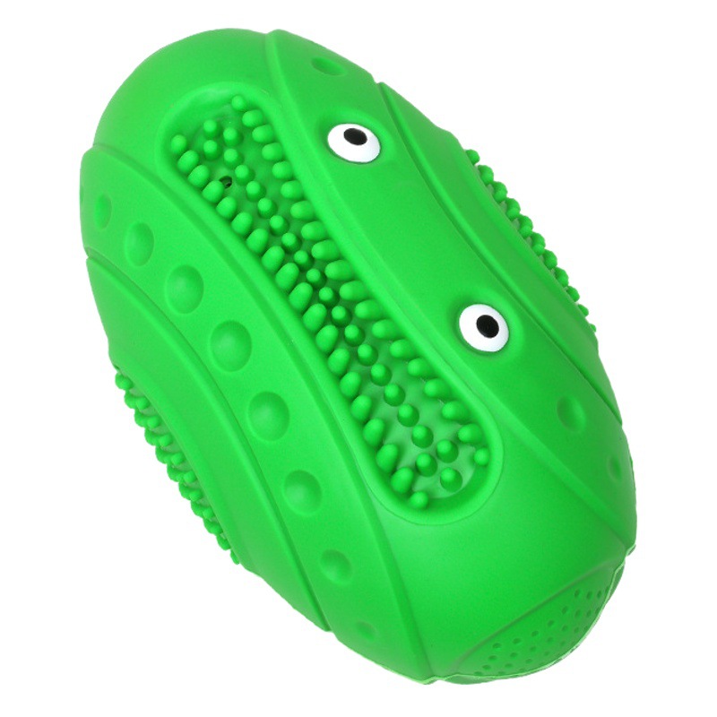 Pelota de rugby de goma popular transfronteriza, linda y novedosa, resistente a mordeduras, para masticar, que emite sonidos, dispositivo para aliviar el aburrimiento, juguete interactivo para perros al aire libre