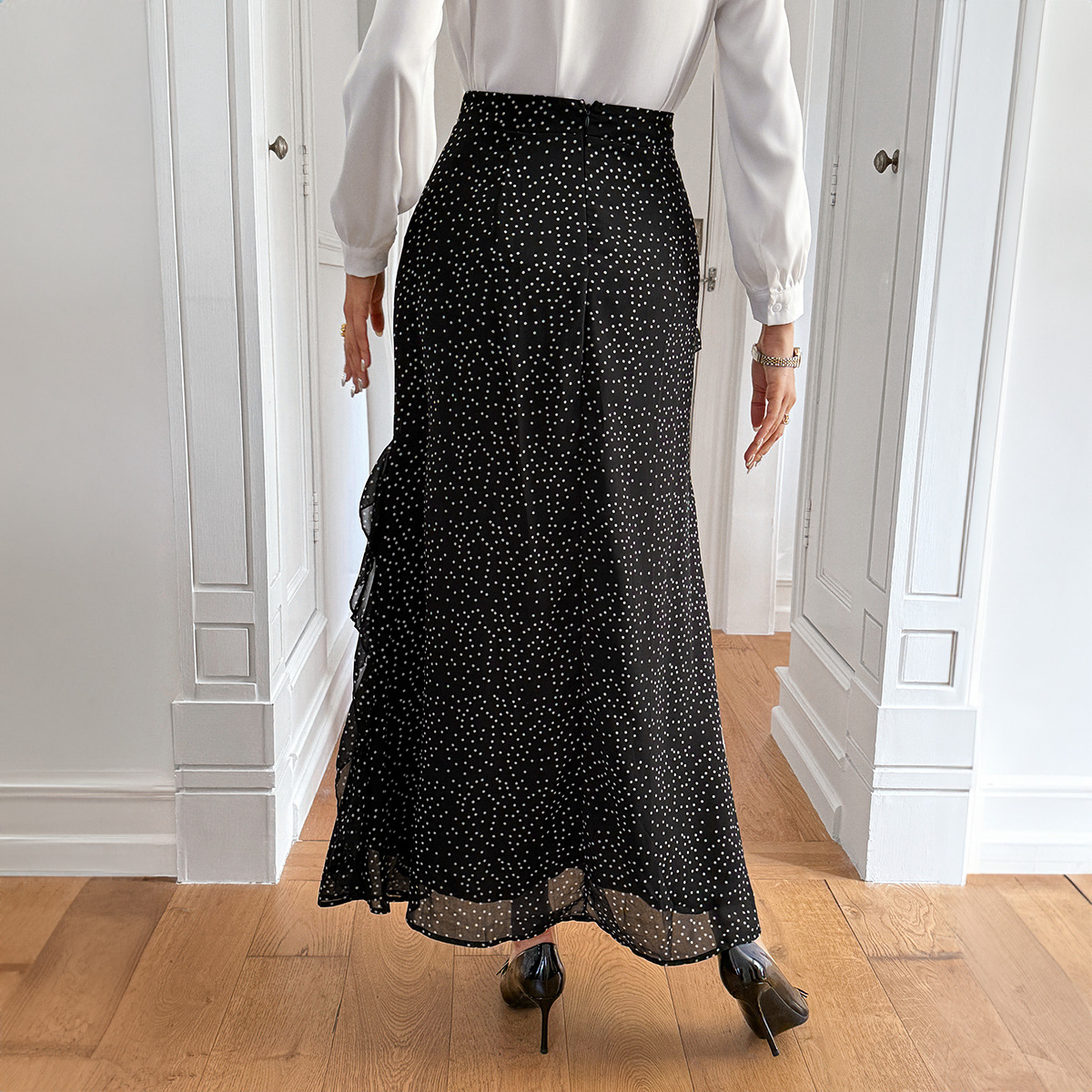 Women's Clothing Elegant Lace Trimmed Bodycon Maxi Skirt For Women Half-Length Autumn/Winter Fashion_ecoleips.com