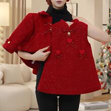冬季女童套装2025蝴蝶结加绒加厚外套背心裙新中式拜年服两件套