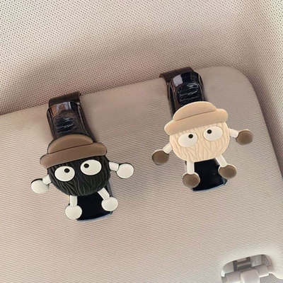 Car Glasses Clip/Bill Clip, holder, cute car sun - black-and-white-briquettes-set-of-two