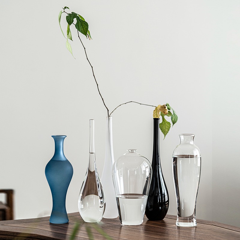日式简约透明玻璃花瓶插花瓶干花水培小花瓶家居茶桌装饰摆件客厅