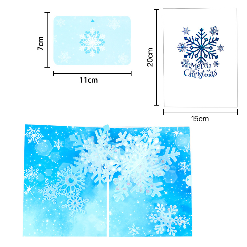 Christmas Greeting Card3 D Three-dimensional Creative Paper Sculpture Snowflake Christmas Eve Thanksgiving Blessing Small Card